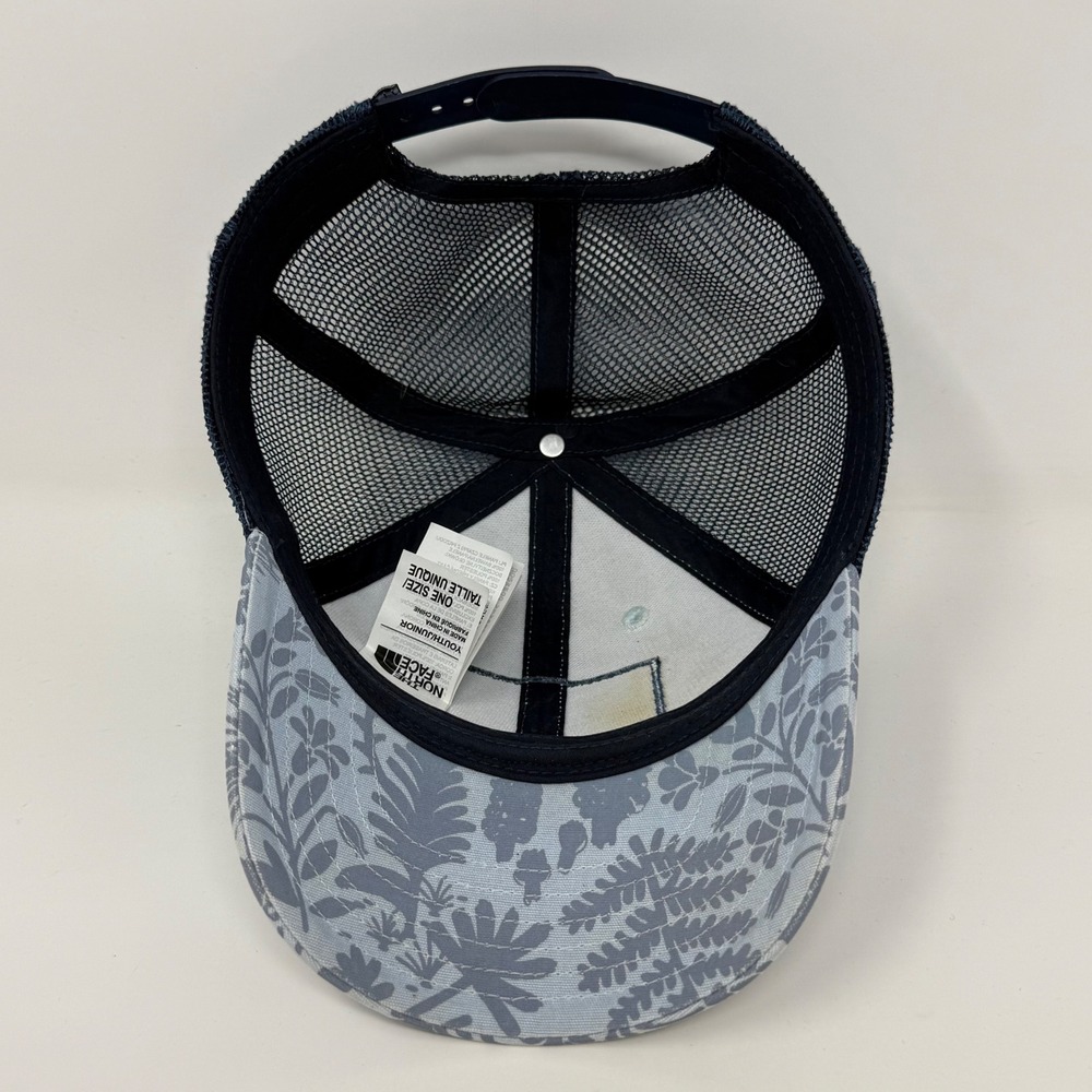 The North Face Youth Trucker Hat Grey Navy Blue Fern Print Snapback NF0A3FIJ - Picture 7 of 8